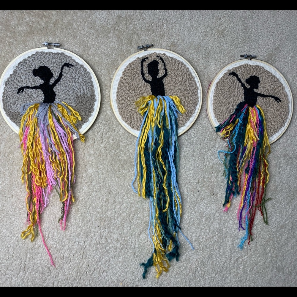Ballerina punch needle wall art/hair bow holder!! - Picture 11 of 11